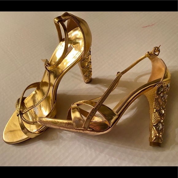 ❌sold❌Miu Miu embellished gold heels - Picture 3 of 7